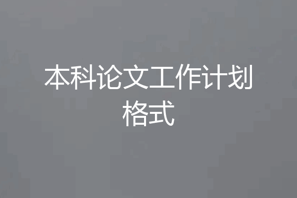 本科论文工作计划格式