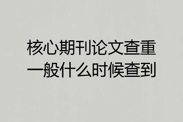 核心期刊论文查重一般什么时候查到