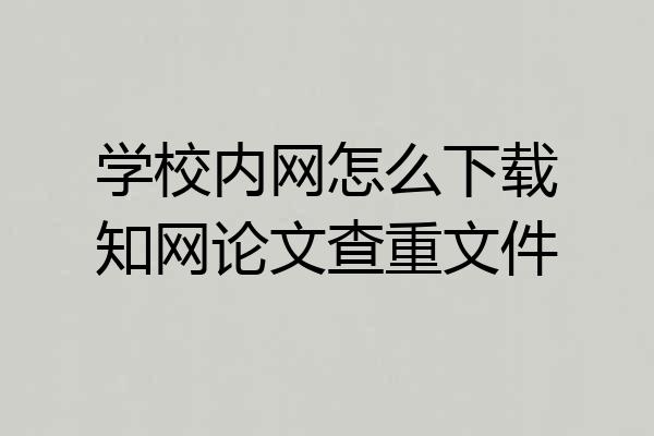 学校内网怎么下载知网论文查重文件