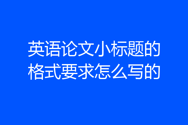 英语论文小标题的格式要求怎么写的