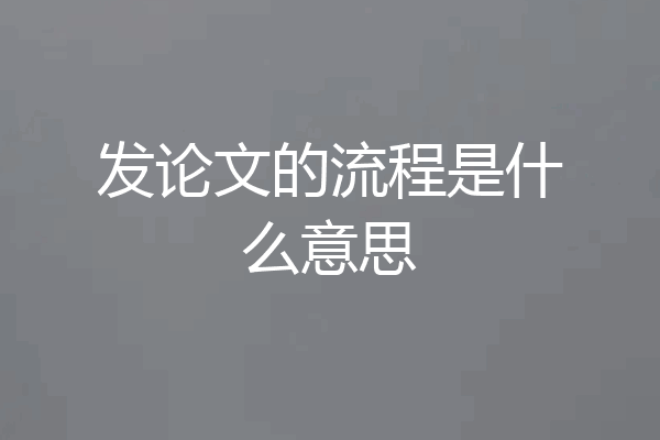 发论文的流程是什么意思