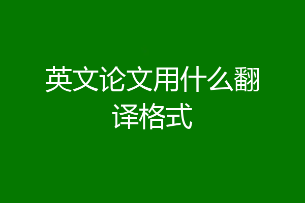 英文论文用什么翻译格式