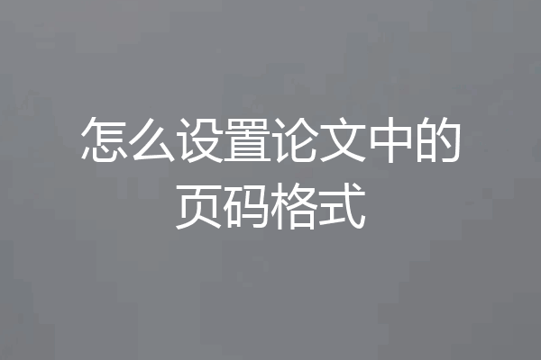 怎么设置论文中的页码格式