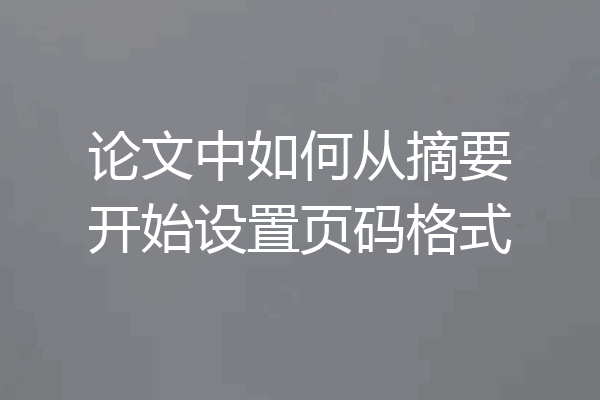论文中如何从摘要开始设置页码格式
