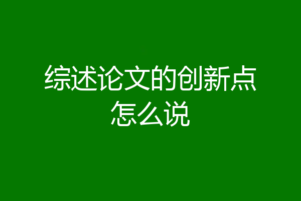 综述论文的创新点怎么说