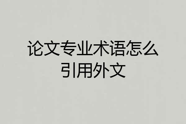 论文专业术语怎么引用外文