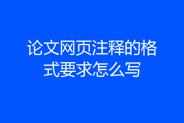 论文网页注释的格式要求怎么写