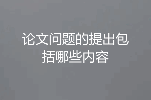 论文问题的提出包括哪些内容