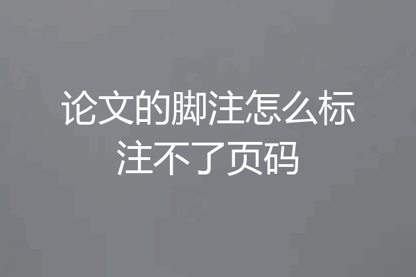 论文的脚注怎么标注不了页码