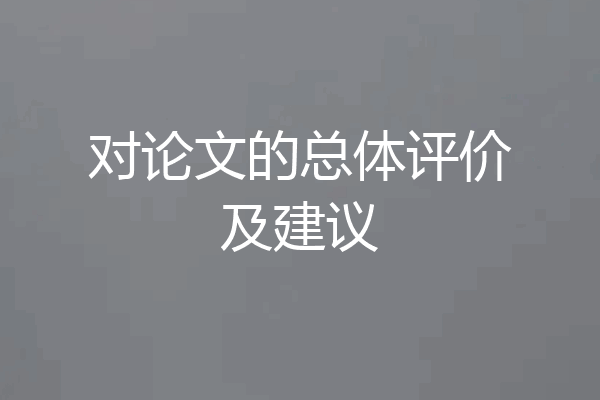 对论文的总体评价及建议