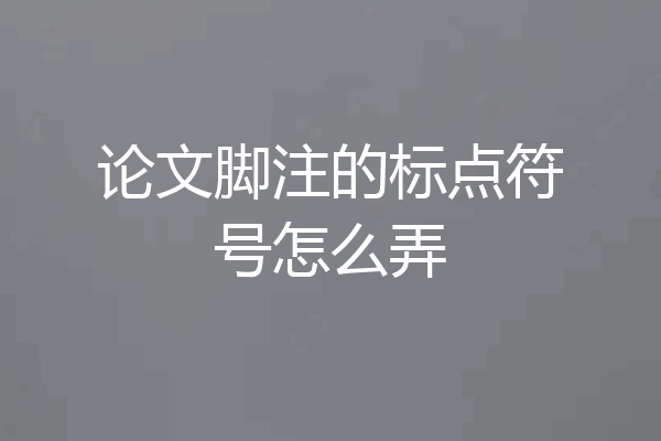 论文脚注的标点符号怎么弄