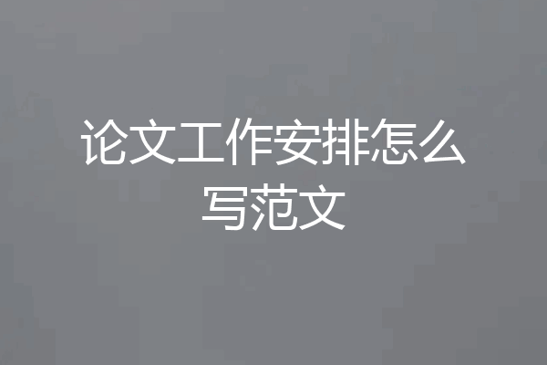 论文工作安排怎么写范文