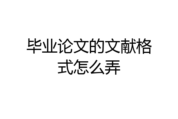 毕业论文的文献格式怎么弄