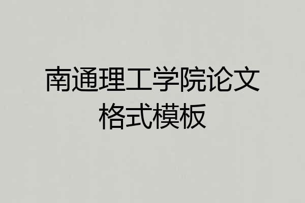 南通理工学院论文格式模板