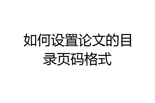 如何设置论文的目录页码格式