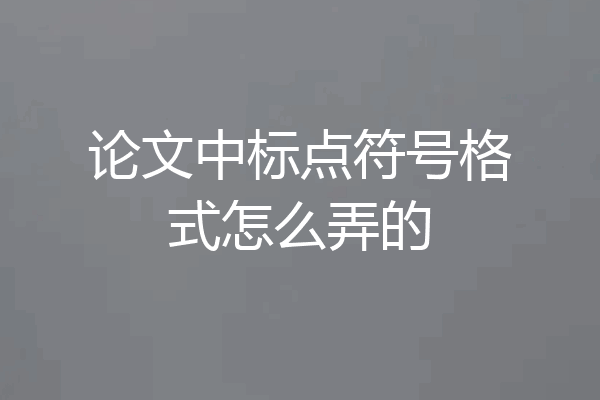 论文中标点符号格式怎么弄的