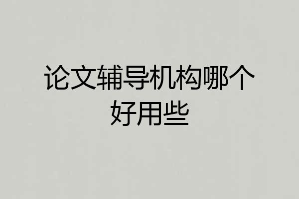 论文辅导机构哪个好用些