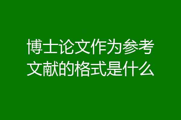 博士论文作为参考文献的格式是什么
