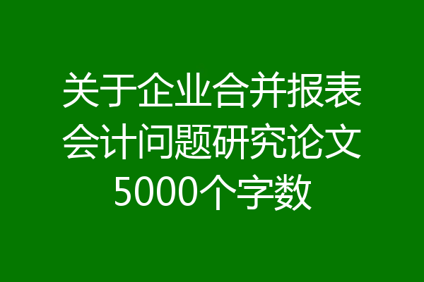 关于企业合并报表会计问题研究论文5000个字数