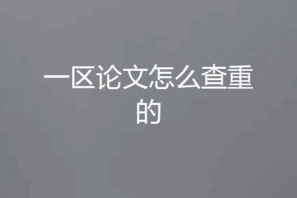 一区论文怎么查重的