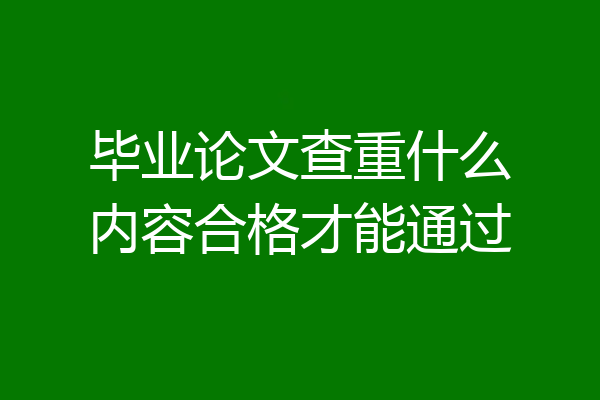毕业论文查重什么内容合格才能通过