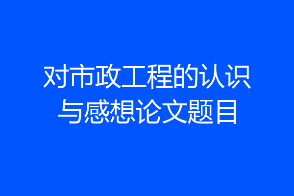 对市政工程的认识与感想论文题目