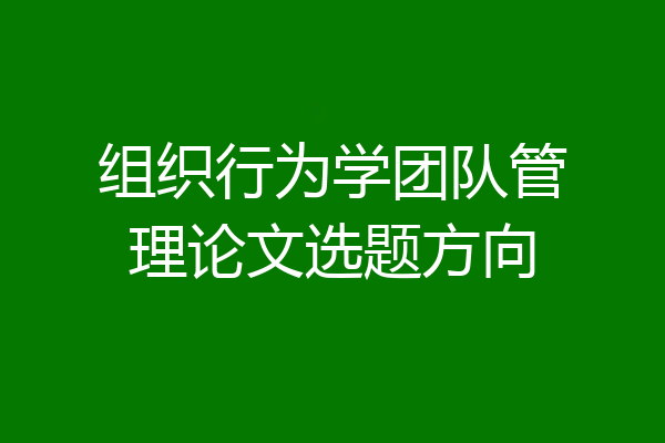 组织行为学团队管理论文选题方向