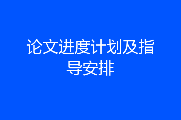 论文进度计划及指导安排