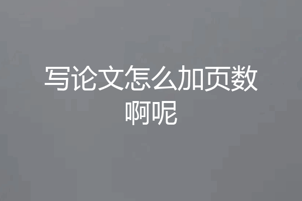 写论文怎么加页数啊呢