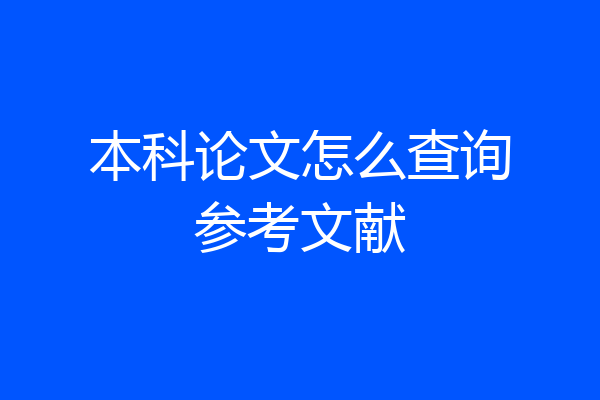 本科论文怎么查询参考文献