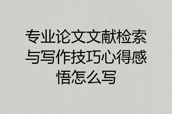 专业论文文献检索与写作技巧心得感悟怎么写