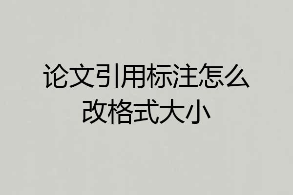 论文引用标注怎么改格式大小