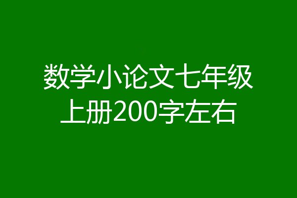 数学小论文七年级上册200字左右
