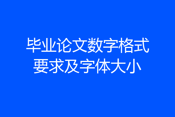 毕业论文数字格式要求及字体大小