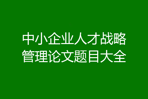 中小企业人才战略管理论文题目大全
