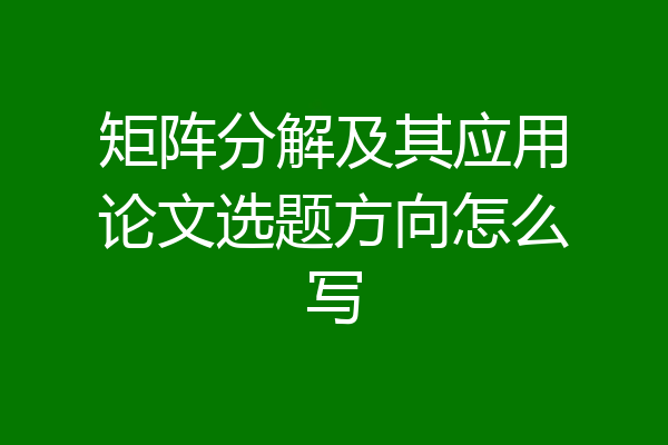 矩阵分解及其应用论文选题方向怎么写