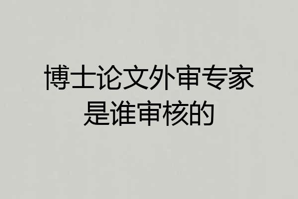 博士论文外审专家是谁审核的