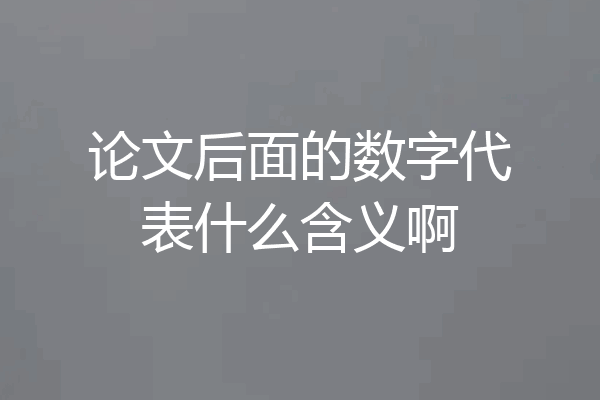 论文后面的数字代表什么含义啊