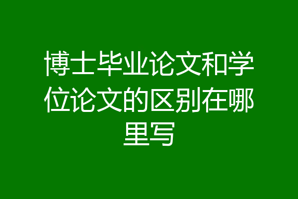 博士毕业论文和学位论文的区别在哪里写