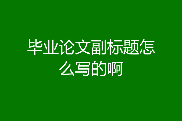 毕业论文副标题怎么写的啊