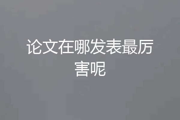论文在哪发表最厉害呢