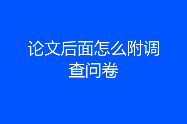 论文后面怎么附调查问卷