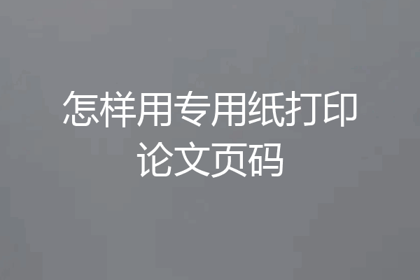 怎样用专用纸打印论文页码