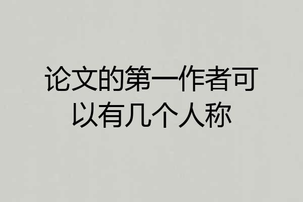 论文的第一作者可以有几个人称