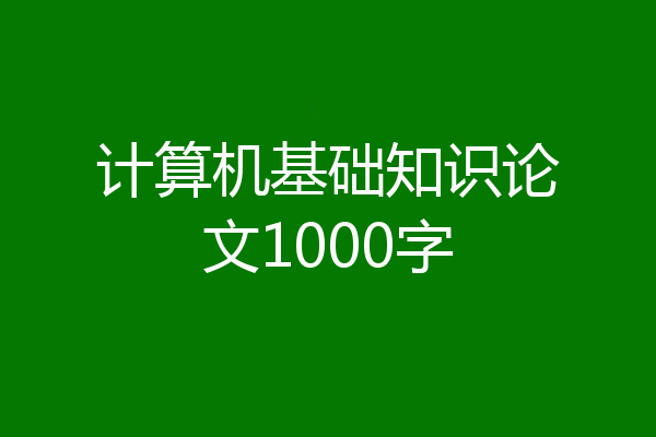 计算机基础知识论文1000字