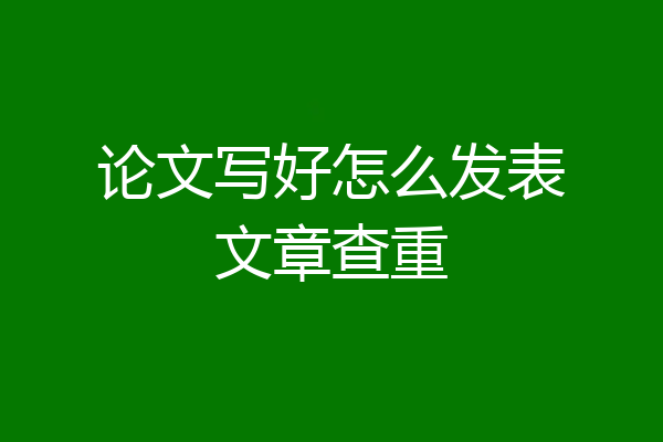 论文写好怎么发表文章查重