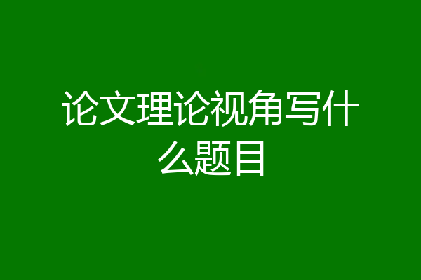 论文理论视角写什么题目