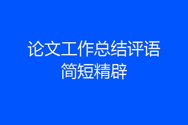 论文工作总结评语简短精辟