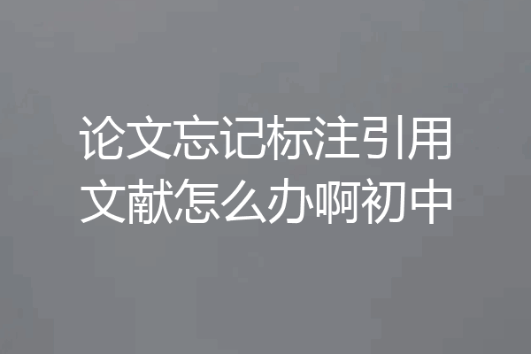 论文忘记标注引用文献怎么办啊初中