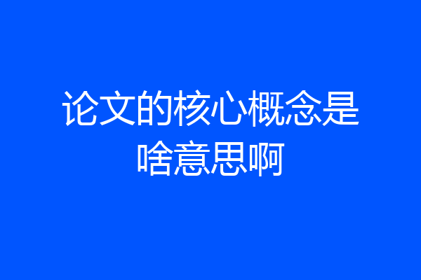 论文的核心概念是啥意思啊